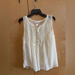 White Swiss Dot Sleeveless Tank Top - Women's